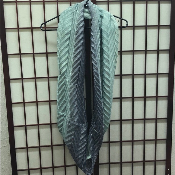Grey and light teal infinity scarf - Picture 1 of 3